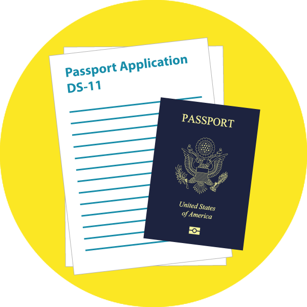 icon of passport on top of application