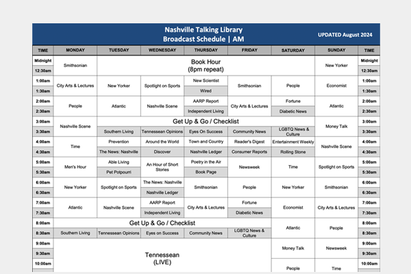 broadcast schedule