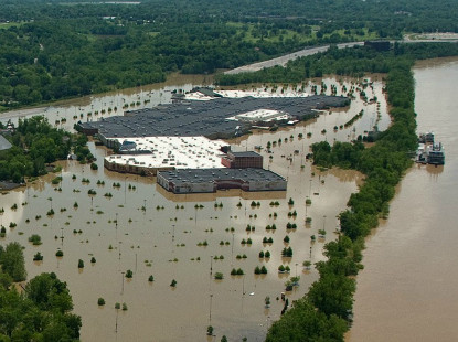 Oprymills surrounded by flood water