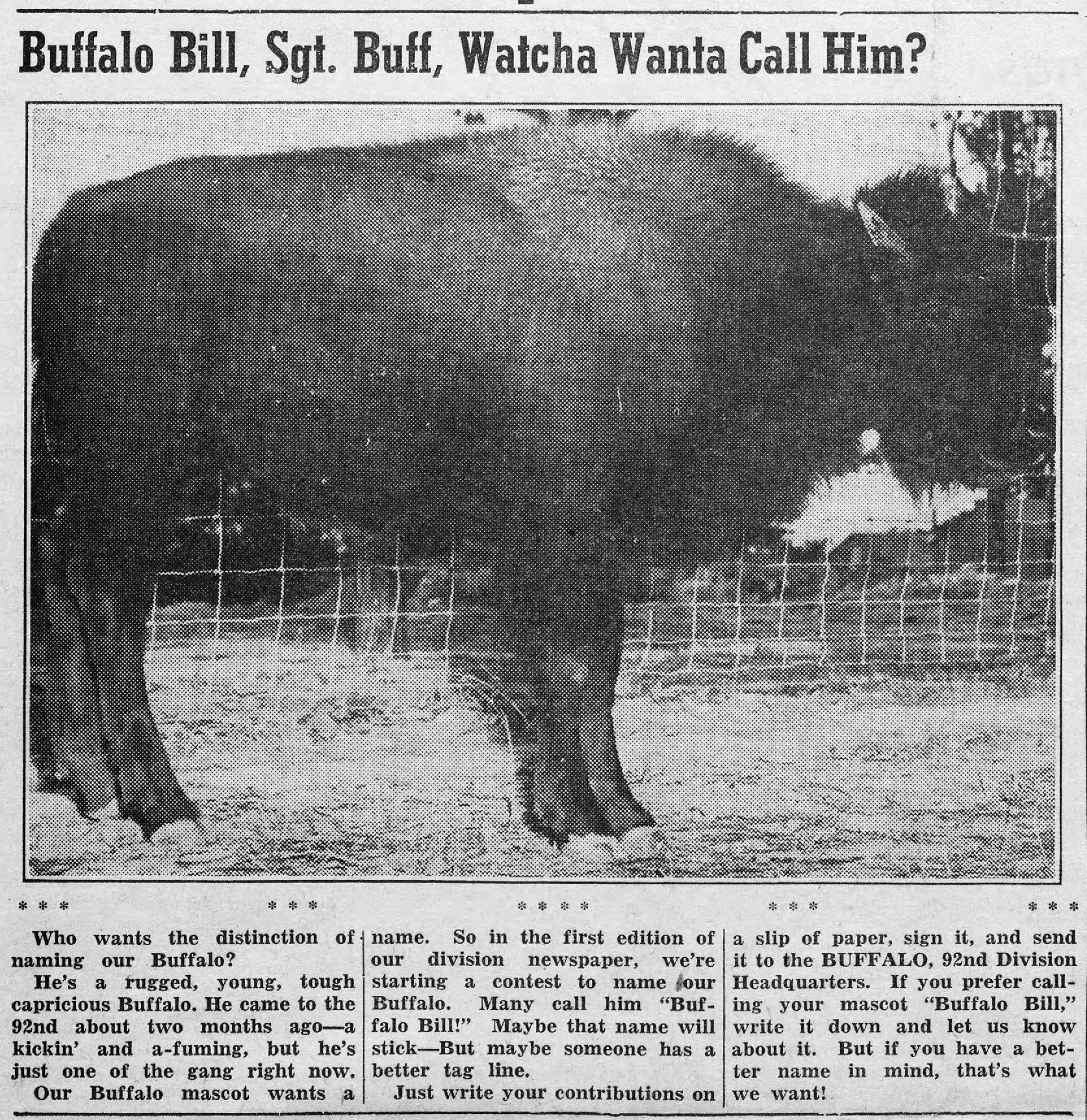 Clipping from The Buffalo newspaper, dated Dec. 26th, 1942 