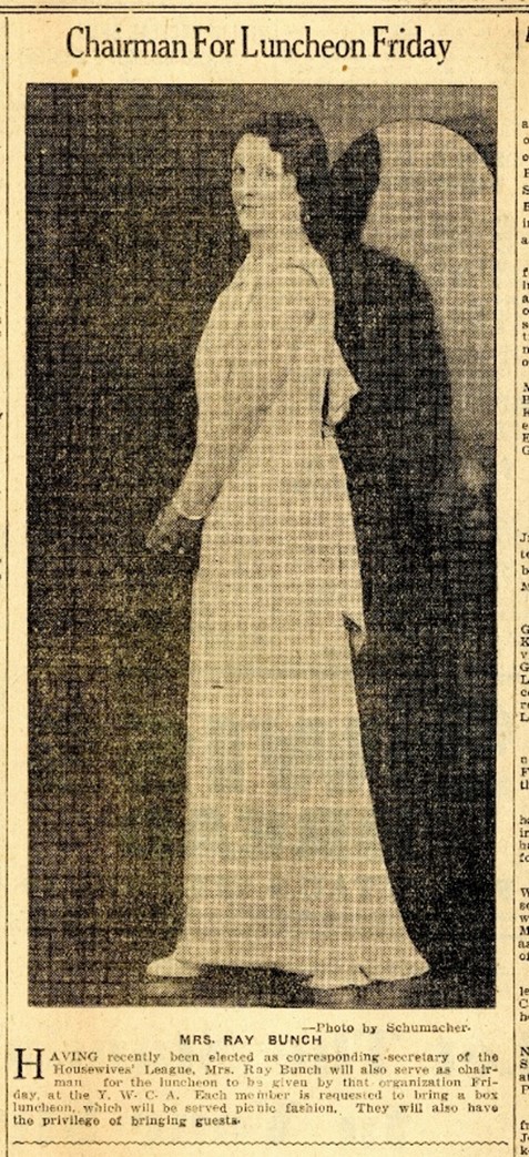 Figure XXI. Evening Tennessean story on Eliza Russell Bunch hosting a YWCA Luncheon, 1934.