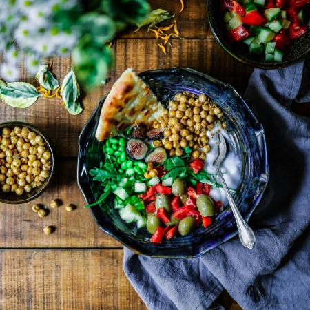 Bowl of vegetables and grains